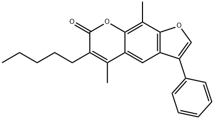 5,9-dimethyl-6-pentyl-3-phenylfuro[3,2-g]chromen-7-one Struktur