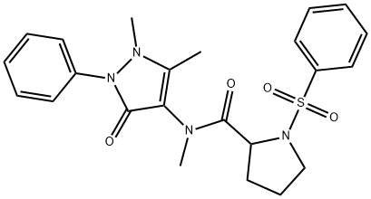 1-(benzenesulfonyl)-N-(1,5-dimethyl-3-oxo-2-phenylpyrazol-4-yl)-N-methylpyrrolidine-2-carboxamide Struktur