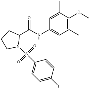 1-(4-fluorophenyl)sulfonyl-N-(4-methoxy-3,5-dimethylphenyl)pyrrolidine-2-carboxamide Struktur