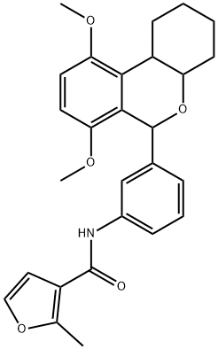 N-[3-(7,10-dimethoxy-2,3,4,4a,6,10b-hexahydro-1H-benzo[c]chromen-6-yl)phenyl]-2-methylfuran-3-carboxamide Struktur