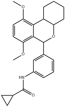 N-[3-(7,10-dimethoxy-2,3,4,4a,6,10b-hexahydro-1H-benzo[c]chromen-6-yl)phenyl]cyclopropanecarboxamide Struktur