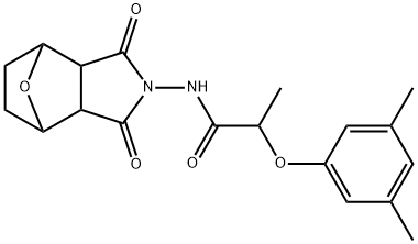 2-(3,5-dimethylphenoxy)-N-(1,3-dioxo-3a,4,5,6,7,7a-hexahydro-octahydro-1H-4,7-epoxyisoindol-2-yl)propanamide Struktur