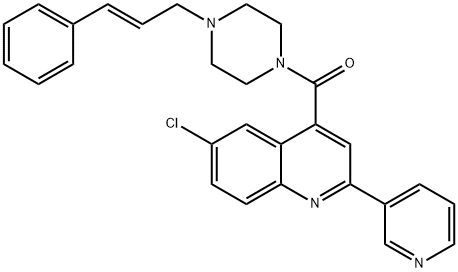 (6-chloro-2-pyridin-3-ylquinolin-4-yl)-[4-[(E)-3-phenylprop-2-enyl]piperazin-1-yl]methanone Struktur