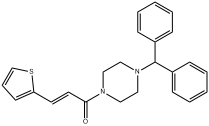 (E)-1-(4-benzhydrylpiperazin-1-yl)-3-thiophen-2-ylprop-2-en-1-one Struktur