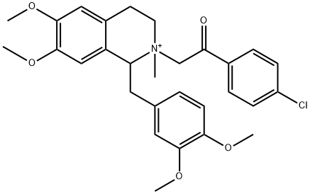 1-(4-chlorophenyl)-2-[1-[(3,4-dimethoxyphenyl)methyl]-6,7-dimethoxy-2-methyl-3,4-dihydro-1H-isoquinolin-2-ium-2-yl]ethanone Struktur