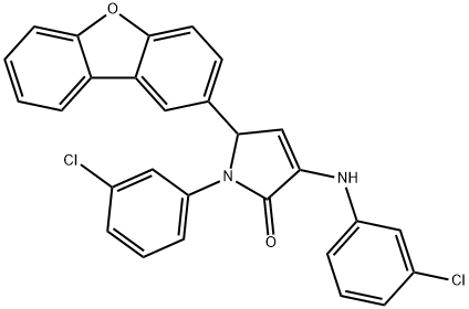 4-(3-chloroanilino)-1-(3-chlorophenyl)-2-dibenzofuran-2-yl-2H-pyrrol-5-one Struktur