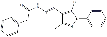 N-[(E)-(5-chloro-3-methyl-1-phenylpyrazol-4-yl)methylideneamino]-2-phenylacetamide Struktur