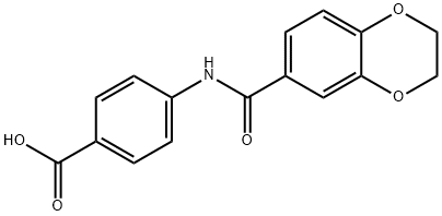 4-(2,3-dihydro-1,4-benzodioxine-6-carbonylamino)benzoic acid Struktur