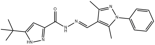 5-tert-butyl-N-[(E)-(3,5-dimethyl-1-phenylpyrazol-4-yl)methylideneamino]-1H-pyrazole-3-carboxamide Struktur