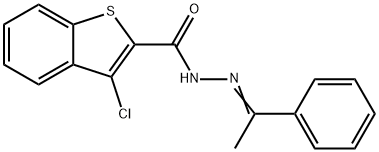 3-chloro-N-[(E)-1-phenylethylideneamino]-1-benzothiophene-2-carboxamide Struktur