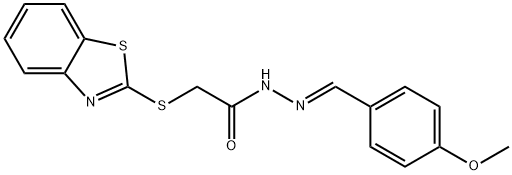 2-(1,3-benzothiazol-2-ylsulfanyl)-N-[(E)-(4-methoxyphenyl)methylideneamino]acetamide Struktur