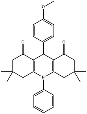 9-(4-methoxyphenyl)-3,3,6,6-tetramethyl-10-phenyl-4,5,7,9-tetrahydro-2H-acridine-1,8-dione Struktur