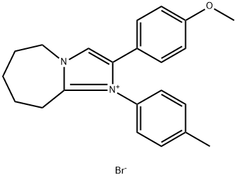 2-(4-methoxyphenyl)-1-(4-methylphenyl)-6,7,8,9-tetrahydro-5H-imidazo[1,2-a]azepin-4-ium bromide Struktur