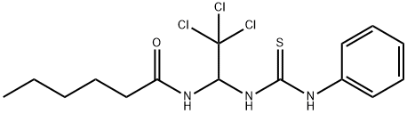 N-[2,2,2-trichloro-1-(phenylcarbamothioylamino)ethyl]hexanamide Struktur