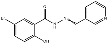 5-bromo-2-hydroxy-N-[(Z)-pyridin-3-ylmethylideneamino]benzamide Struktur