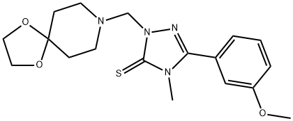 2-(1,4-dioxa-8-azaspiro[4.5]decan-8-ylmethyl)-5-(3-methoxyphenyl)-4-methyl-1,2,4-triazole-3-thione Struktur