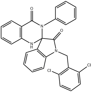 1'-[(2,6-dichlorophenyl)methyl]-3-phenylspiro[1H-quinazoline-2,3'-indole]-2',4-dione Struktur