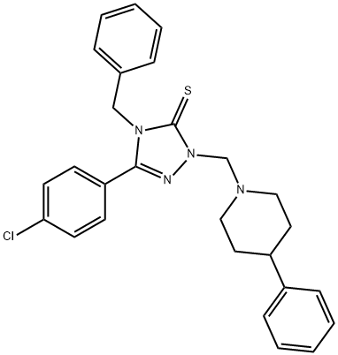 4-benzyl-5-(4-chlorophenyl)-2-[(4-phenylpiperidin-1-yl)methyl]-1,2,4-triazole-3-thione Struktur