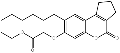 ethyl 2-[(8-hexyl-4-oxo-2,3-dihydro-1H-cyclopenta[c]chromen-7-yl)oxy]acetate Struktur