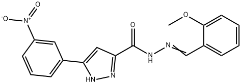 N-[(E)-(2-methoxyphenyl)methylideneamino]-3-(3-nitrophenyl)-1H-pyrazole-5-carboxamide Struktur