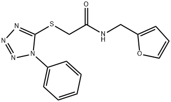 N-(furan-2-ylmethyl)-2-(1-phenyltetrazol-5-yl)sulfanylacetamide Struktur