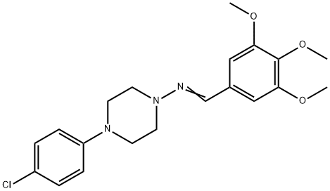 (E)-N-[4-(4-chlorophenyl)piperazin-1-yl]-1-(3,4,5-trimethoxyphenyl)methanimine Struktur