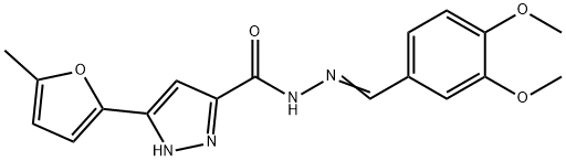 N-[(E)-(3,4-dimethoxyphenyl)methylideneamino]-5-(5-methylfuran-2-yl)-1H-pyrazole-3-carboxamide Struktur