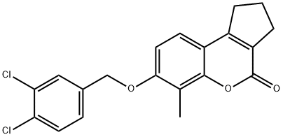 7-[(3,4-dichlorophenyl)methoxy]-6-methyl-2,3-dihydro-1H-cyclopenta[c]chromen-4-one Struktur