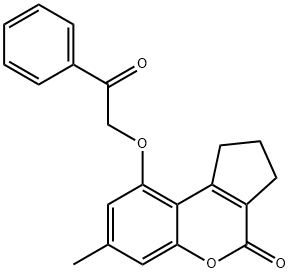 7-methyl-9-phenacyloxy-2,3-dihydro-1H-cyclopenta[c]chromen-4-one Struktur