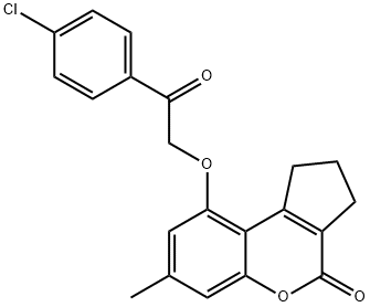 9-[2-(4-chlorophenyl)-2-oxoethoxy]-7-methyl-2,3-dihydro-1H-cyclopenta[c]chromen-4-one Struktur