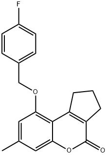 9-[(4-fluorophenyl)methoxy]-7-methyl-2,3-dihydro-1H-cyclopenta[c]chromen-4-one Struktur