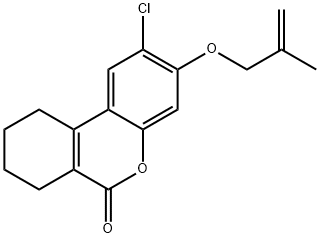 2-chloro-3-(2-methylprop-2-enoxy)-7,8,9,10-tetrahydrobenzo[c]chromen-6-one Struktur