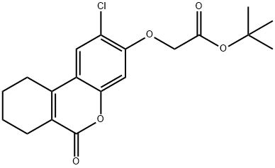 tert-butyl 2-[(2-chloro-6-oxo-7,8,9,10-tetrahydrobenzo[c]chromen-3-yl)oxy]acetate Struktur