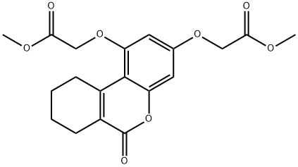 methyl 2-[[1-(2-methoxy-2-oxoethoxy)-6-oxo-7,8,9,10-tetrahydrobenzo[c]chromen-3-yl]oxy]acetate Struktur