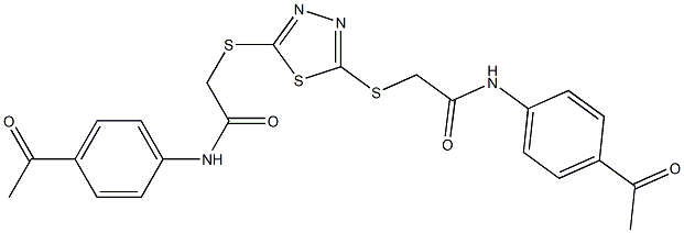 2-[[5-[2-(4-acetylanilino)-2-oxoethyl]sulfanyl-1,3,4-thiadiazol-2-yl]sulfanyl]-N-(4-acetylphenyl)acetamide Struktur