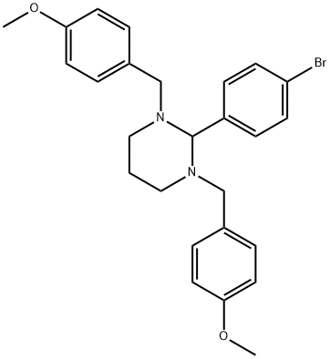 2-(4-bromophenyl)-1,3-bis[(4-methoxyphenyl)methyl]-1,3-diazinane Struktur