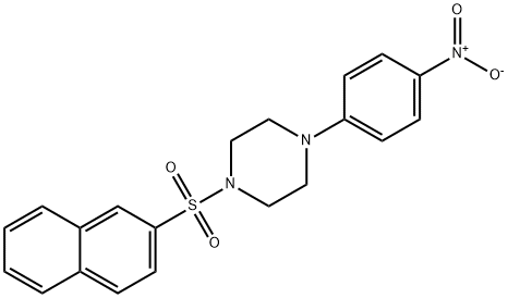 1-naphthalen-2-ylsulfonyl-4-(4-nitrophenyl)piperazine Struktur