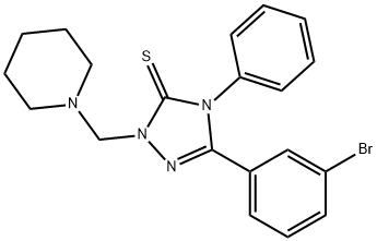 5-(3-bromophenyl)-4-phenyl-2-(piperidin-1-ylmethyl)-1,2,4-triazole-3-thione Struktur