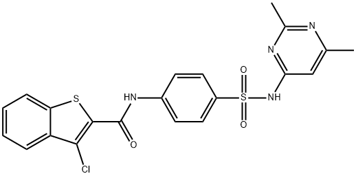 3-chloro-N-[4-[(2,6-dimethylpyrimidin-4-yl)sulfamoyl]phenyl]-1-benzothiophene-2-carboxamide Struktur