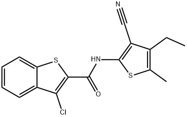 3-chloro-N-(3-cyano-4-ethyl-5-methylthiophen-2-yl)-1-benzothiophene-2-carboxamide Struktur