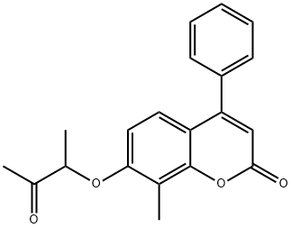 8-methyl-7-(3-oxobutan-2-yloxy)-4-phenylchromen-2-one Struktur