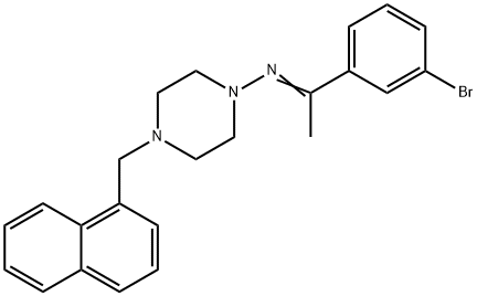 (Z)-1-(3-bromophenyl)-N-[4-(naphthalen-1-ylmethyl)piperazin-1-yl]ethanimine Struktur
