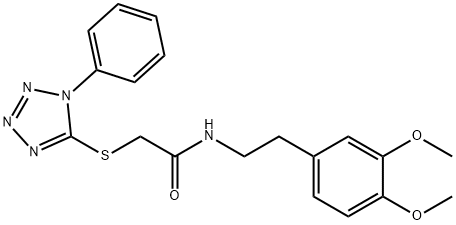 N-[2-(3,4-dimethoxyphenyl)ethyl]-2-(1-phenyltetrazol-5-yl)sulfanylacetamide Struktur