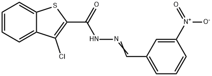 3-chloro-N-[(E)-(3-nitrophenyl)methylideneamino]-1-benzothiophene-2-carboxamide Struktur