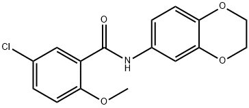 5-chloro-N-(2,3-dihydro-1,4-benzodioxin-6-yl)-2-methoxybenzamide Struktur