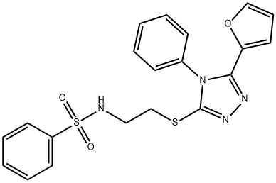 N-[2-[[5-(furan-2-yl)-4-phenyl-1,2,4-triazol-3-yl]sulfanyl]ethyl]benzenesulfonamide Struktur