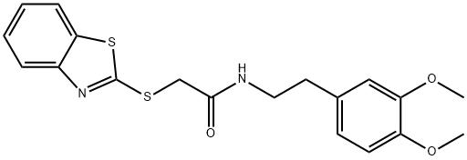 2-(1,3-benzothiazol-2-ylsulfanyl)-N-[2-(3,4-dimethoxyphenyl)ethyl]acetamide Struktur