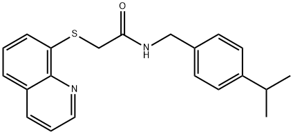 N-[(4-propan-2-ylphenyl)methyl]-2-quinolin-8-ylsulfanylacetamide Struktur