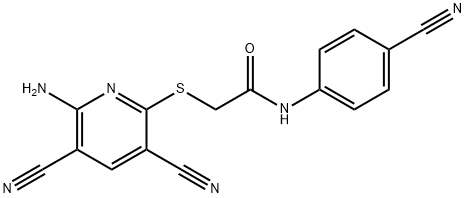 2-(6-amino-3,5-dicyanopyridin-2-yl)sulfanyl-N-(4-cyanophenyl)acetamide Struktur