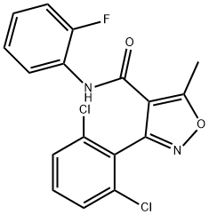 3-(2,6-dichlorophenyl)-N-(2-fluorophenyl)-5-methyl-1,2-oxazole-4-carboxamide Struktur